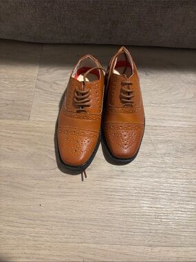 Joseph Allen Boys Tan Brogue Dress Shoes